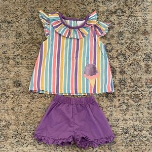 Stitchy Fish Ice Cream Shorts Set- Size 2T